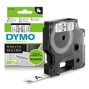 Dymo D1 Yedek Serit 12mmx7mt Beyaz/Siyah 445013