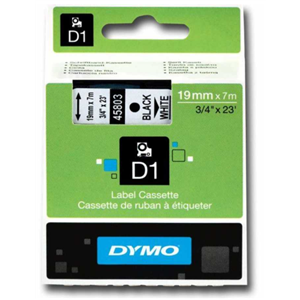 Dymo Şerit D1 19mmx7mt Beyaz/Siyah 720830/45803