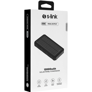 S-Link Powerbank 12000Mah Prm Usb+Typec+Güneş Enerjili SL-P120