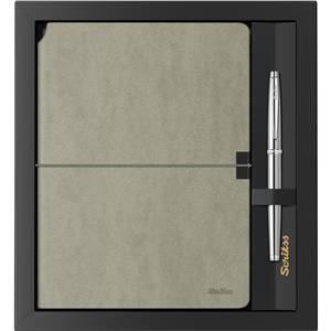 Scrikss Verona Defter Bej & 800 Titanyum Krom Kalem Gri Set SD600-12