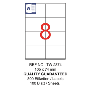 Tanex Laser Etiket 105x74.25mm Tw-2374