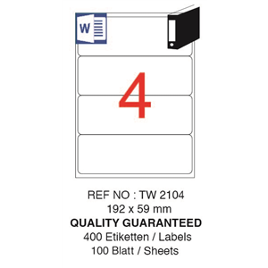Tanex Laser Etiket 192 X 59 mm Tw-2104