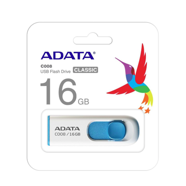 Adata C008/16GB 16GB USB2.0 Classic (White+Blue) Flash Bellek