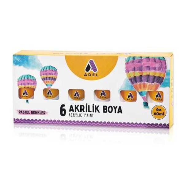 Adel Akrilik Boya 60ml 6lı Pastel Renkler 2188000054