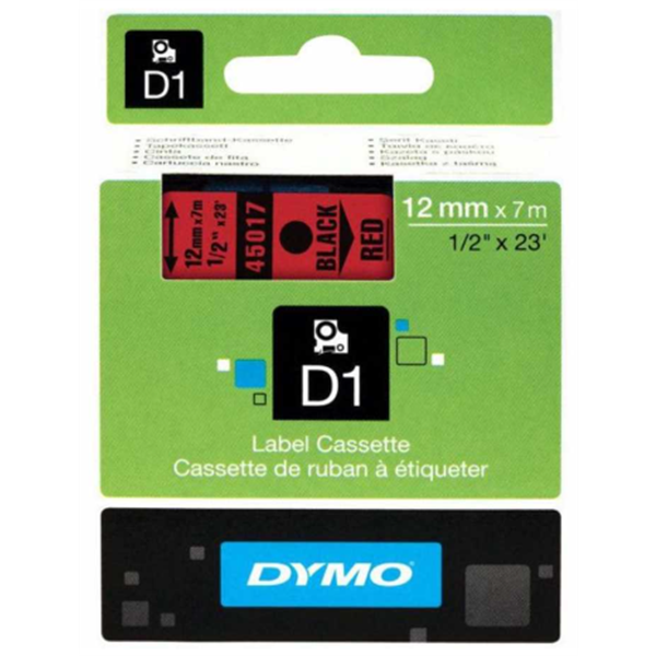 Dymo D1 Serit 12mmx7mt Kırmızı/Siyah 45017 S0720570