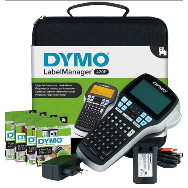 Dymo Etiket Makinesi LM420P + 4D1 Etiket Çantakı Kit S0915480