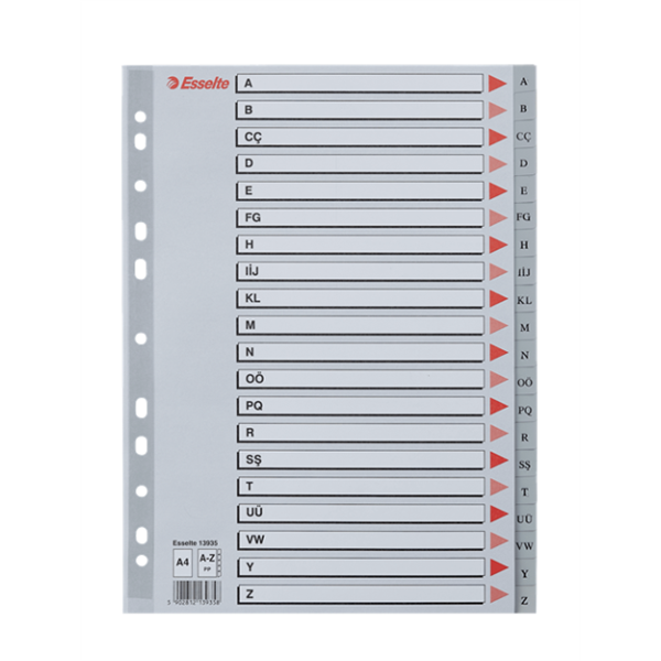 Esselte A-Z Seperatör PP 13935 Gri