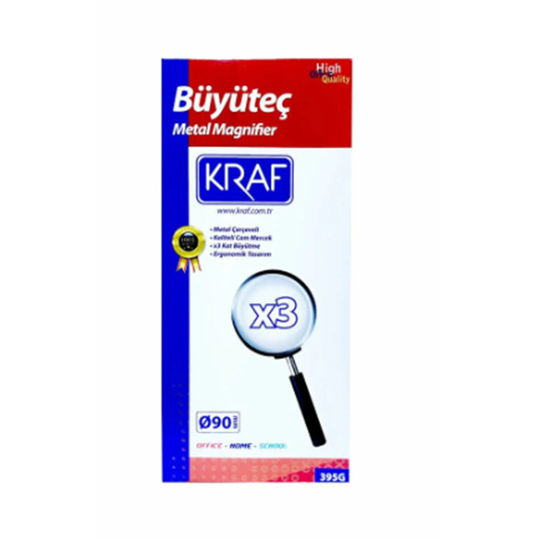 Kraf Büyüteç Metal Çerçeveli 90mm 395g