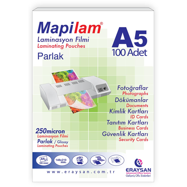 Mapi Laminasyon Filmi 250mic.A5 Parlak 100lü 1022505