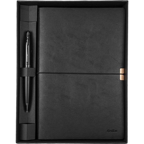 Scrikss Toledo Premium Defter A5 Siyah & 88 Tükenmez Mat Siyah Set SD-700-1