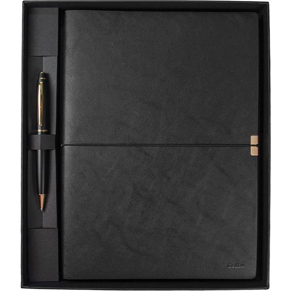 Scrikss Toledo Premium Defter B5 Siyah & 35 Tükenmez Mat Siyah Altın Set SD-700-B1