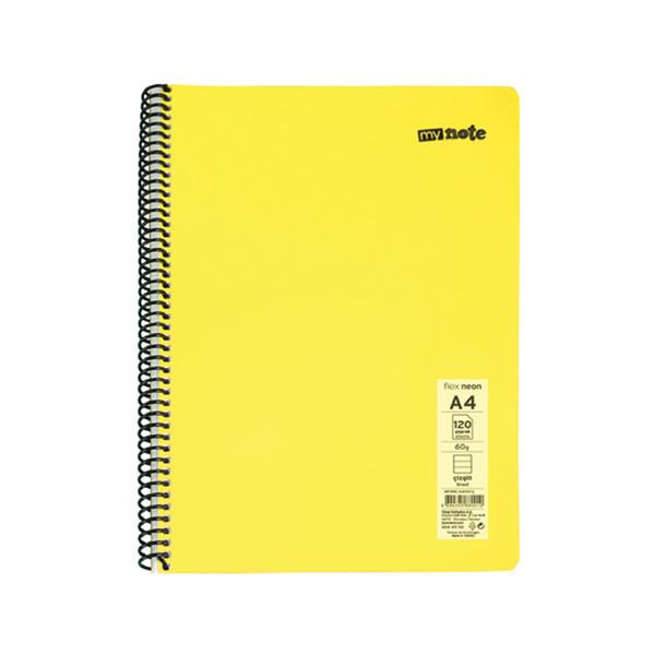 MyNote Defter Çizgili Flex PP Kapak Spiralli 120yp A4 Neon 30001655